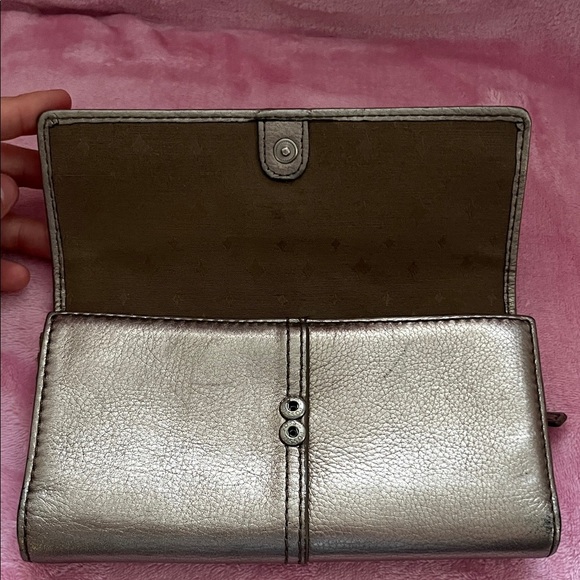 Fossil Y2K Metallic Gunmetal Silver Leather Large Bifold Wallet - Picture 4 of 17